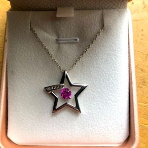 10K Diamond & Pink Topaz Pendant Necklace